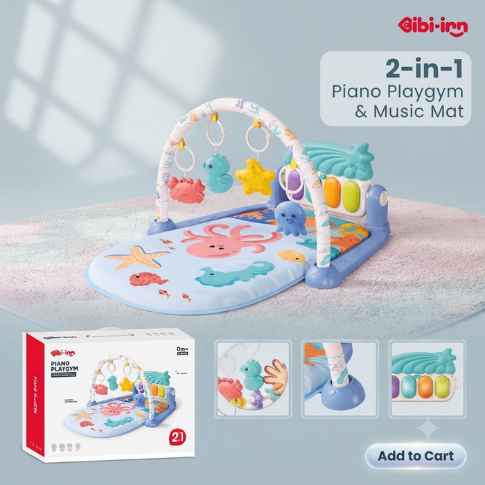 2-in-1 Baby Piano Play Gym & Music Mat