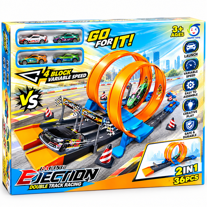 Double Track Racing Car Set – 36 Pcs